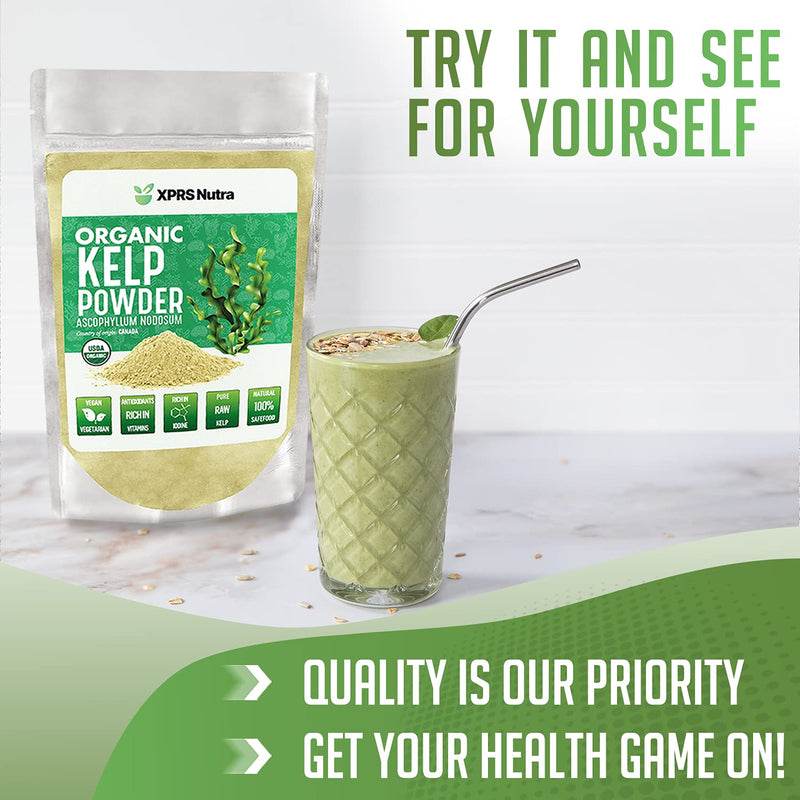 XPRS Nutra Organic Kelp Powder (Ascophyllum Nodosum) – Seaweed Powder with Iodine, Vitamins & Minerals | 4 oz