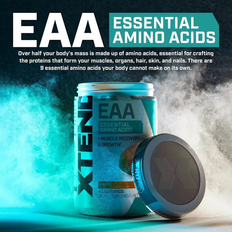 Xtend Scivation EAA + BCAA Powder - 9 Essential Amino Acids, 10g EAAs per 2 Servings, Blood Orange