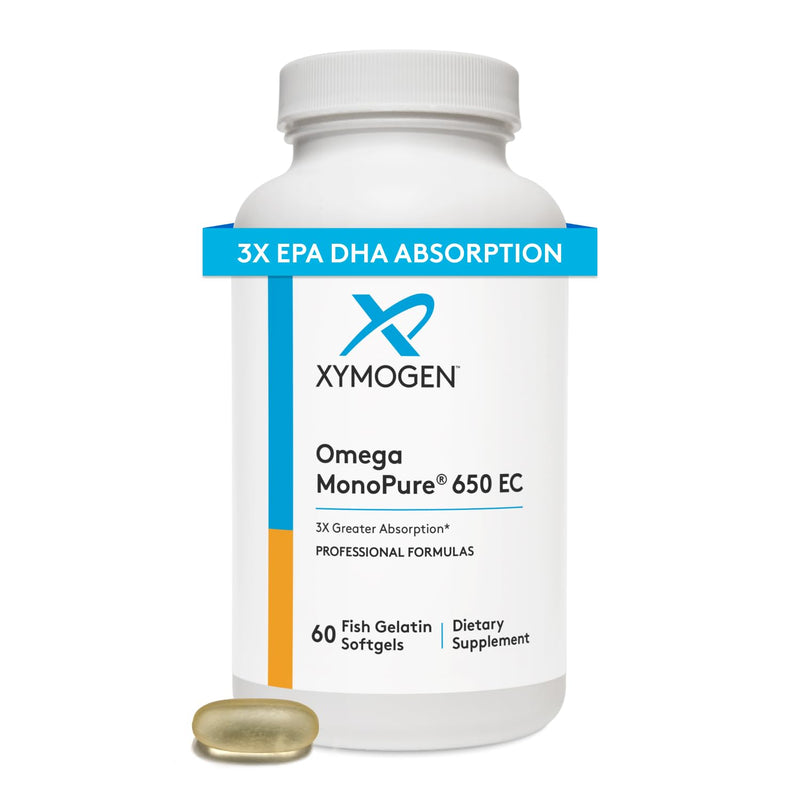 XYMOGEN Omega MonoPure 650 EC – 3X Absorption, Small Softgels, EPA/DHA/DPA
