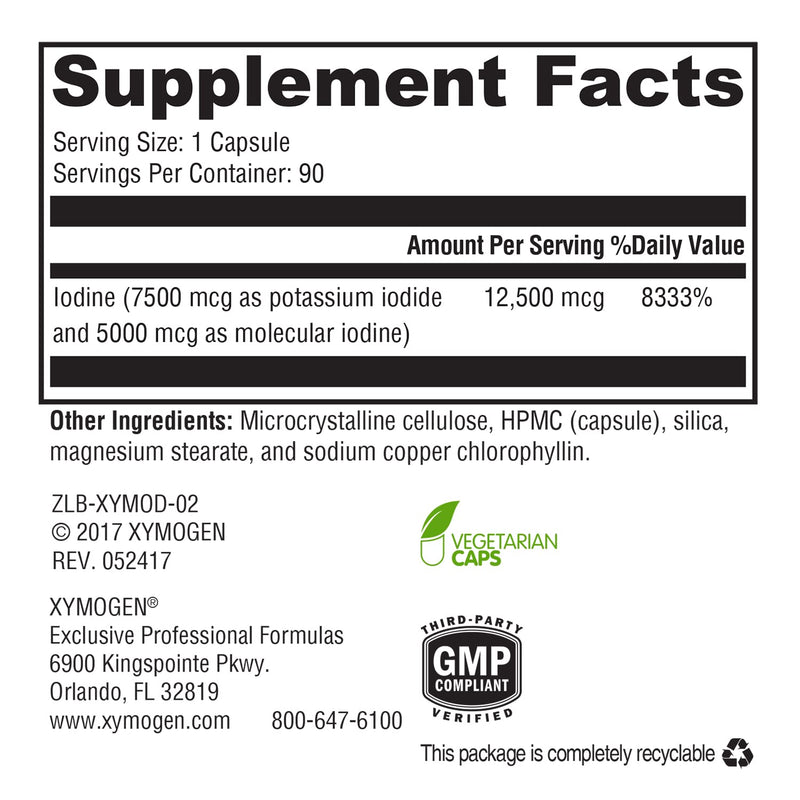 XYMOGEN XymoDine Iodine – High Potency, 90 Veg Capsules