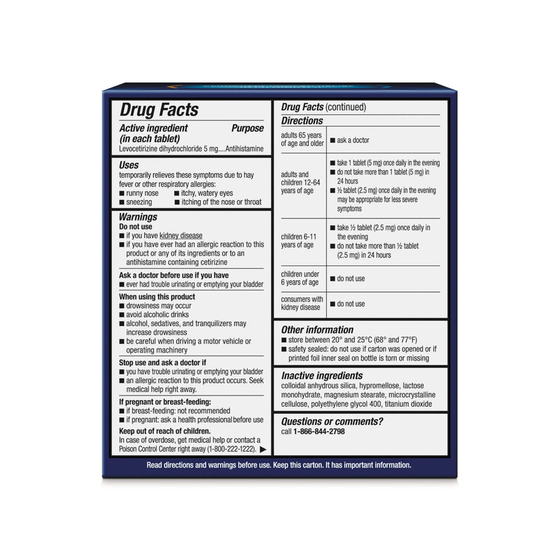 Xyzal 24 Hour Allergy Relief Medicine - Original Prescription Strength Antihistamine (Levocetirizine Dihydrochloride) 5 mg, 80 Count