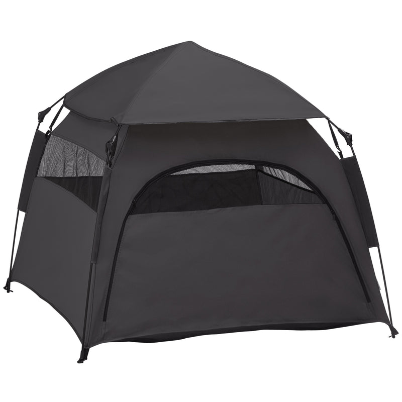 PawHut Foldable Dog Cat Tent with Waterproof Oxford Cloth, Carry Bag, Grey