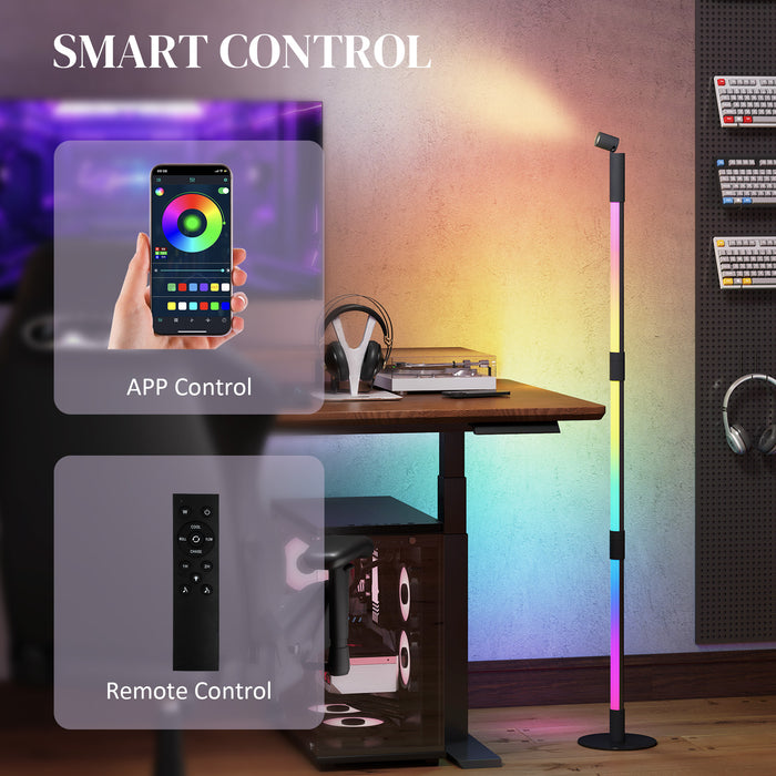 HOMCOM LED Floor Lamp, Corner Floor Lamp App & Remote Control Dark Grey