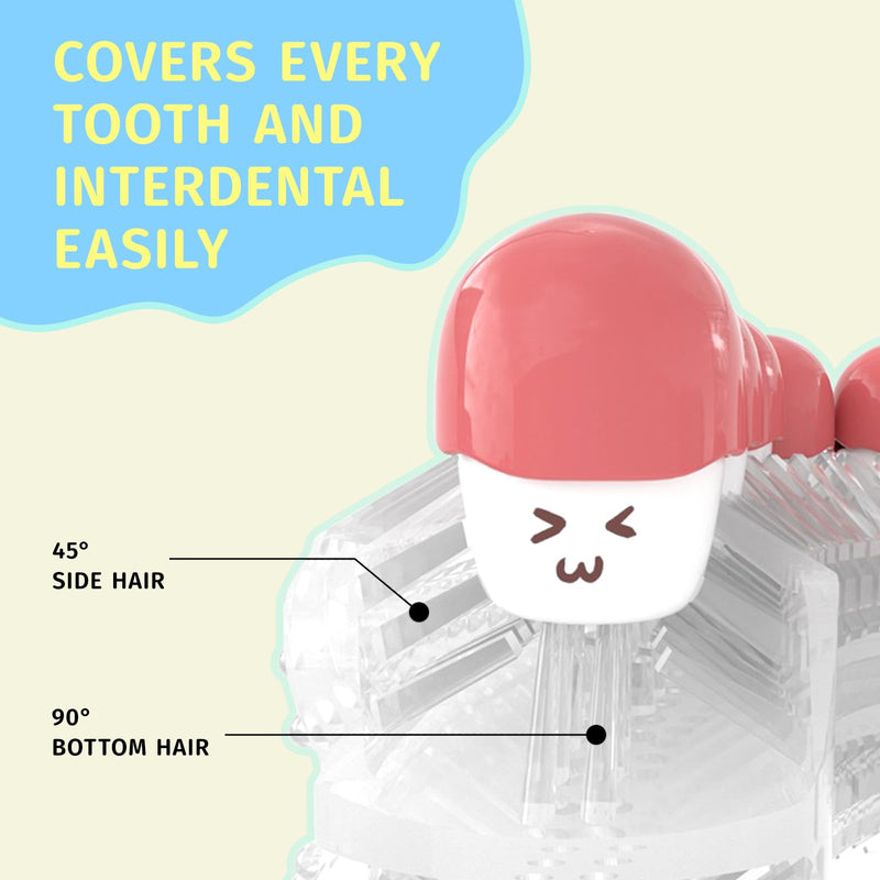 yeklike Kids U-Shaped Electric Toothbrush Pink - 360° Cleaning, IPX7, 8-15y
