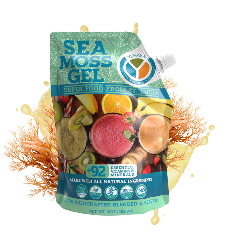 Yemayá Organic Sea Moss Gel – Wildcrafted Raw Sea Moss Gel with Fruit | 16 oz