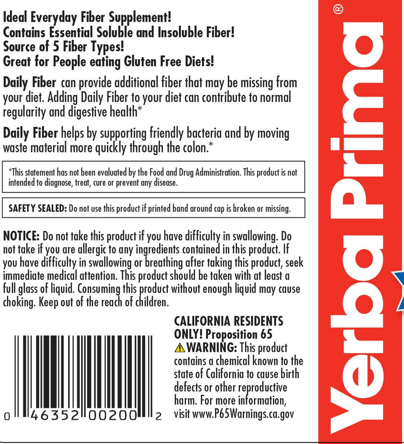 Yerba Prima Daily Fiber Powder - 12 oz | Digestive Support, Vegan