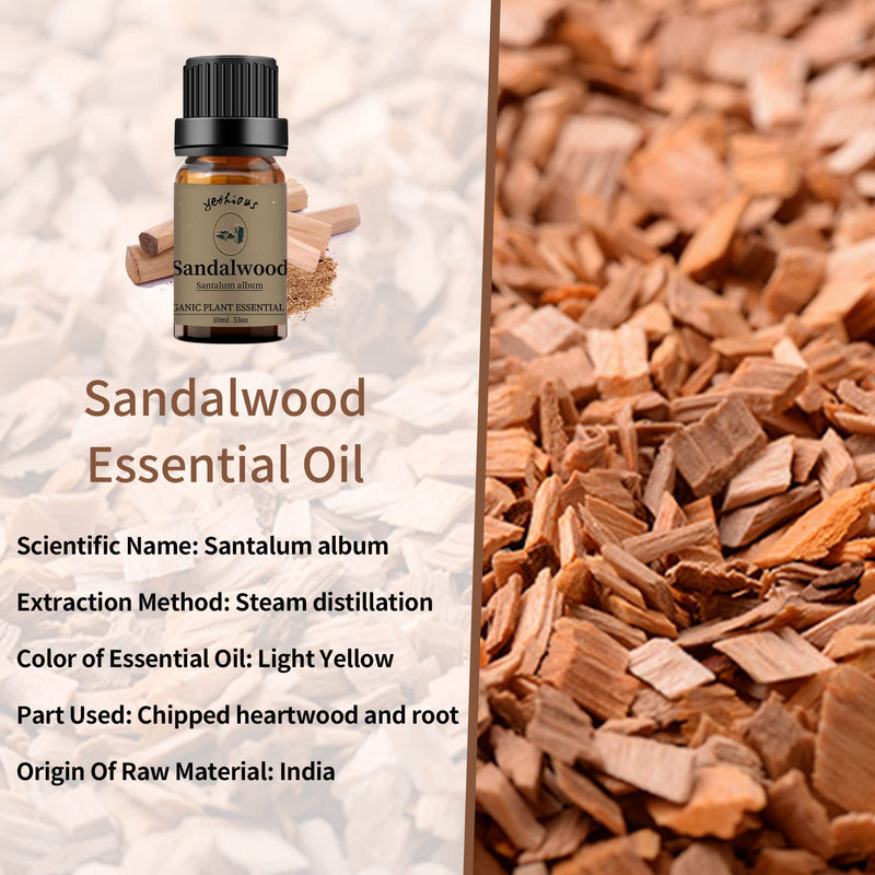 Yethious Jasmine Chamomile Sandalwood Essential Oil Set – Organic 3 Pack | 100% Pure