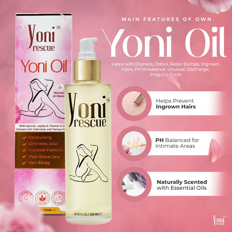 Yoni Rescue Peach Oil – All-Natural Feminine Care with Apricot, Jojoba & Vitamin E | pH Balance & Odor Control | 6.76 oz