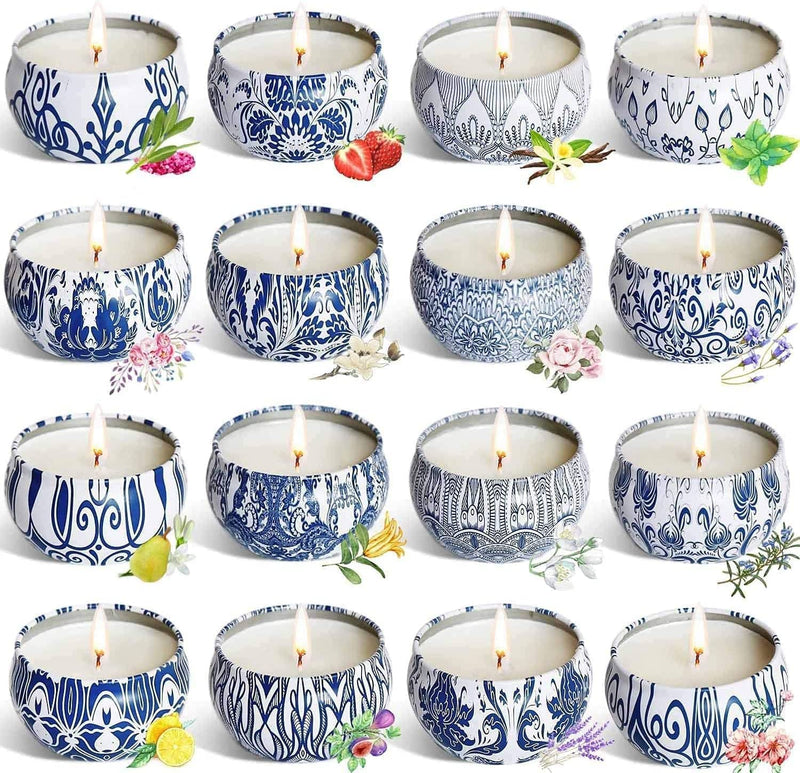 YOROXRG 16-Pack Scented Candles Gift Set | 2.5 oz Soy Wax Travel Tin Jars – Gifts for Mom, Christmas & Mother's Day
