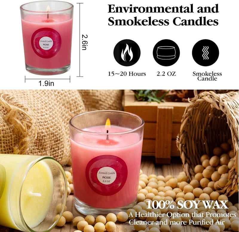 YOROXRG Scented Candles 20 Pack – Jasmine, Rose, Vanilla & More | Soy Wax Glass Jar