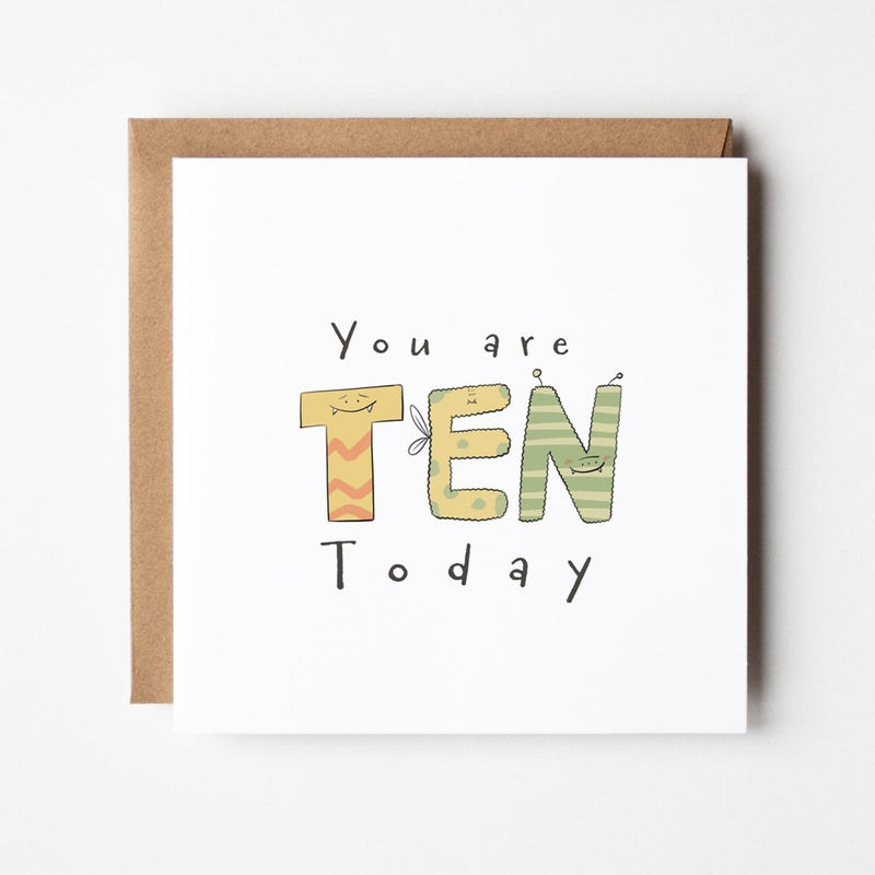 Cute Monster Card – 10th Birthday Milestone Greeting With Playful Design
