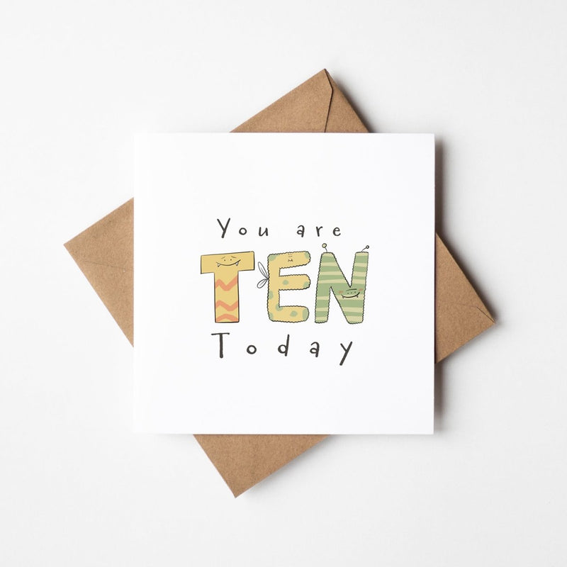 Cute Monster Card – 10th Birthday Milestone Greeting With Playful Design