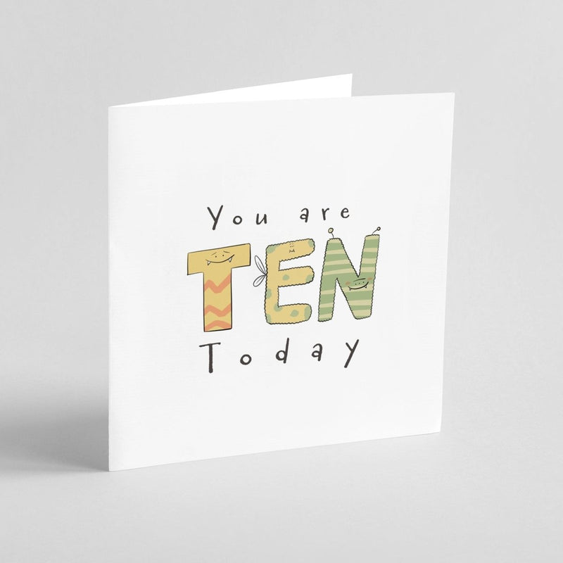 Cute Monster Card – 10th Birthday Milestone Greeting With Playful Design