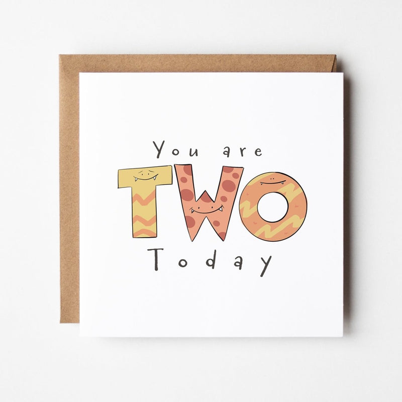 Monster Birthday Card – Cute 2nd Birthday Greeting | Square Premium Card
