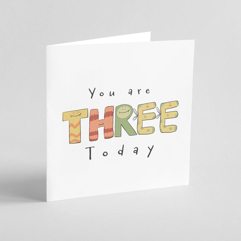 Monster Birthday Card – Cute Third Birthday Card With Kawaii Monster Design