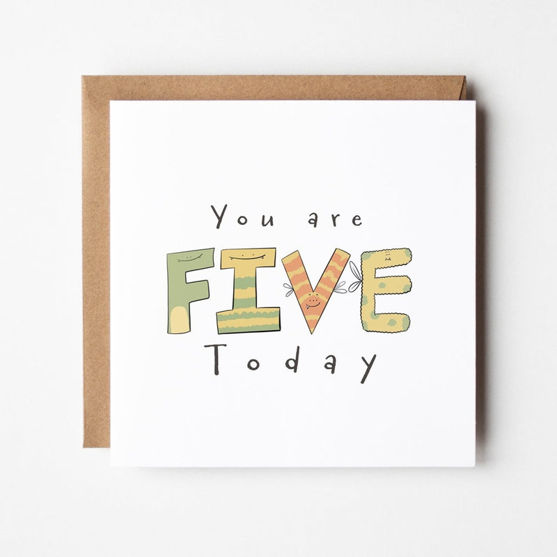 5th Birthday Card – Fun Kids Milestone Greeting With Cute Monster Design