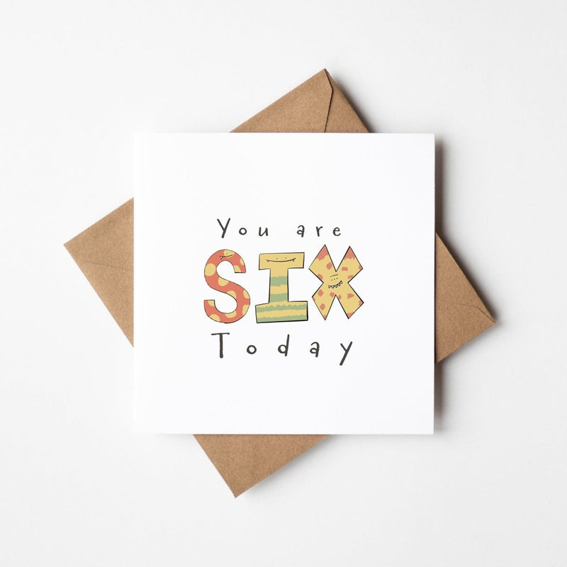 Monster Birthday Card – Colourful 6th Birthday Card for Kids | Premium Square Greeting