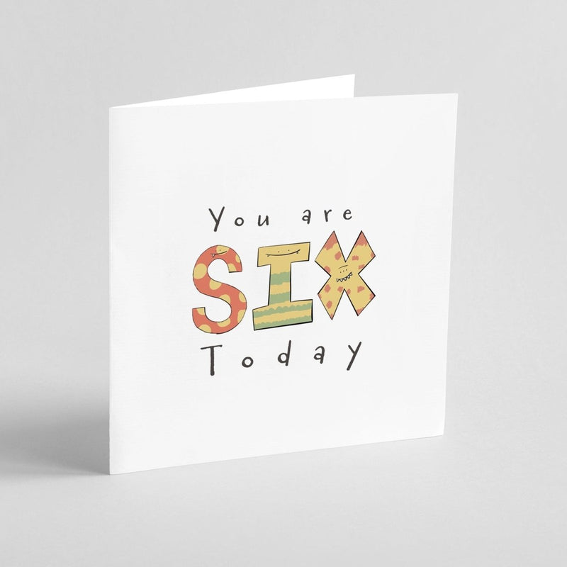 Monster Birthday Card – Colourful 6th Birthday Card for Kids | Premium Square Greeting
