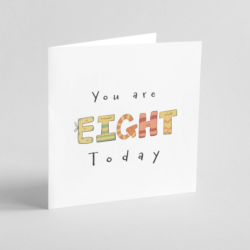8th Birthday Card – Cute Monster Kids Birthday Greeting | Premium Square Card