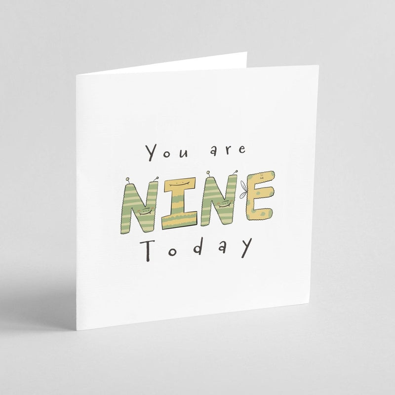 Monster Milestone Card – 9th Birthday Card With Fun Monster Letters & Kawaii Design