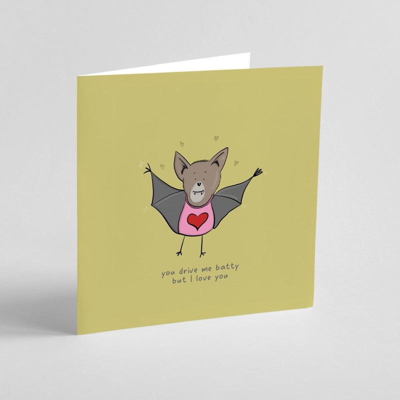 Funny Love Greeting Card - Cute Bat Pun Card | Romantic Anniversary Valentine