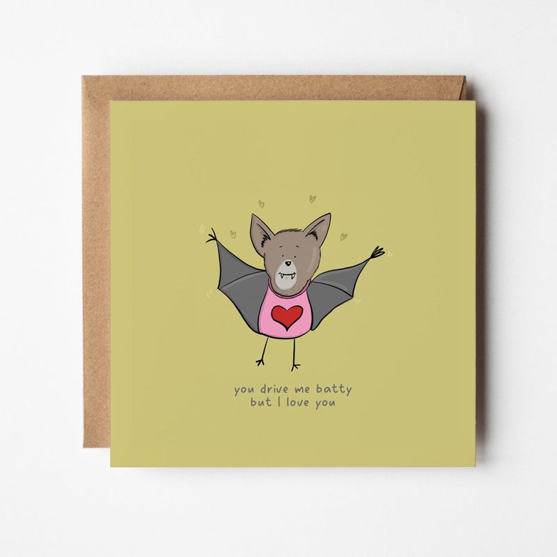 Funny Love Greeting Card - Cute Bat Pun Card | Romantic Anniversary Valentine