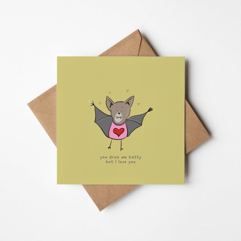 Funny Love Greeting Card - Cute Bat Pun Card | Romantic Anniversary Valentine
