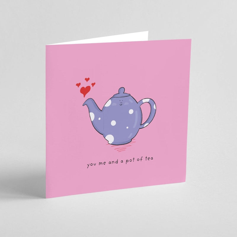 Cute Tea Greeting Card | Cozy Kawaii Design with Kraft Envelope Included