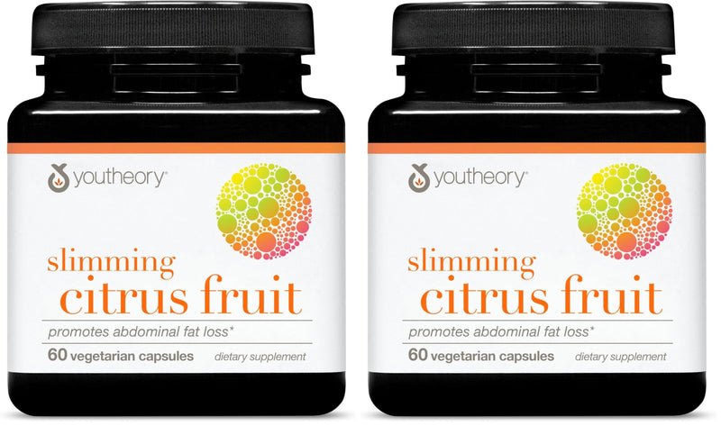 Youtheory Slimming Citrus Fruit – Vegan Health Supplement with Chromium | 2 x 60 Veg Capsules