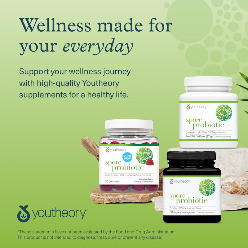 Youtheory Spore Probiotic – Vegan Gut Support, Bacillus Coagulans | 60 Gummies