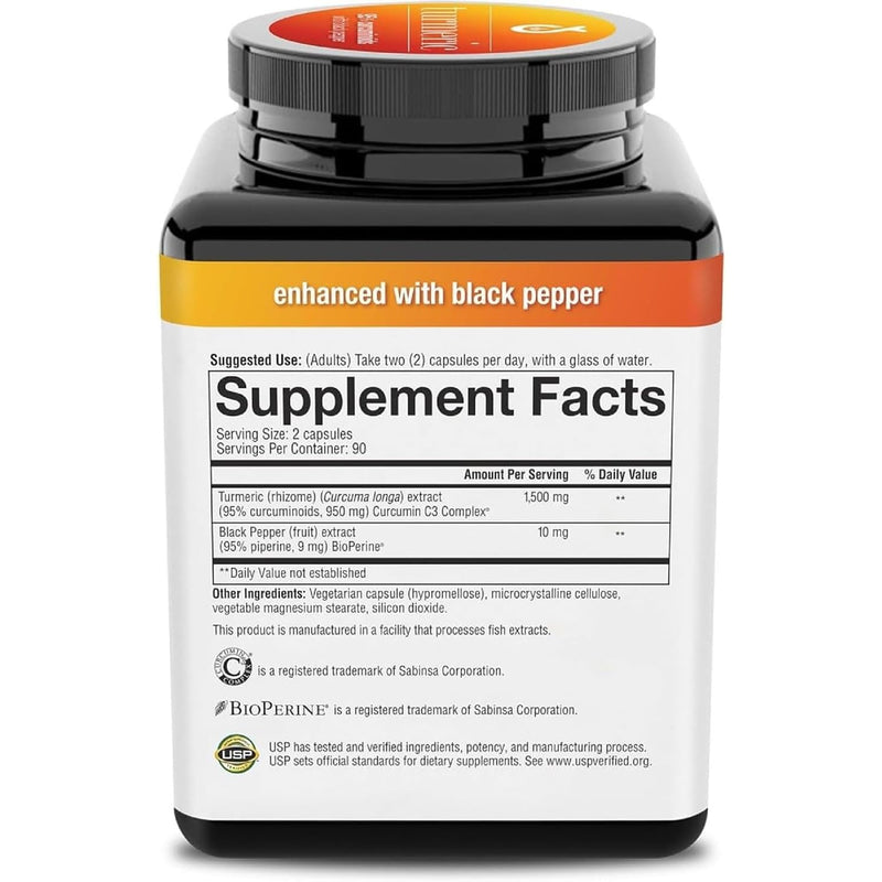 Youtheory Turmeric Extra Strength 1,000 mg – 95% Curcuminoids + BioPerine | 180 Vegetarian Capsules | USP Verified | 2 Pack