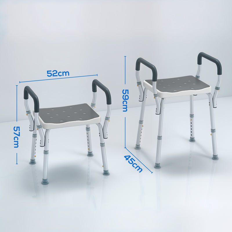 HOMCOM Rust-Free Aluminium Bath Chair with Adjustable Height, Grey