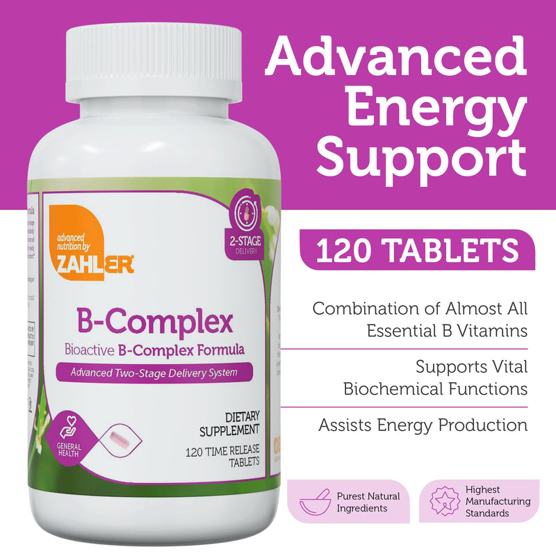 Zahler B-Complex Vitamins for Women & Men | B Vitamin Complex 120 Tablets