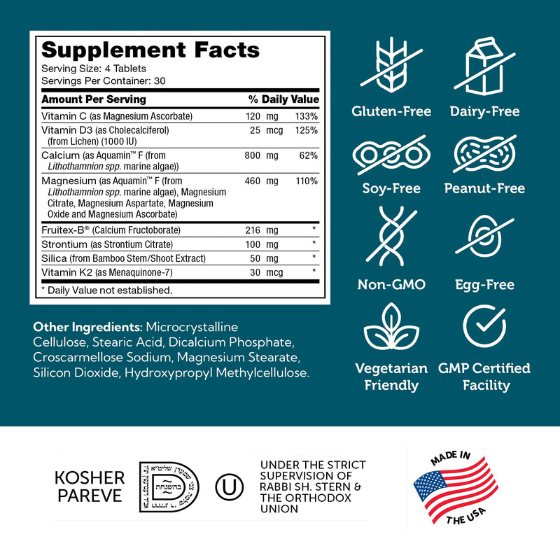 Zahler Bonefactor – Bone Strength Supplement with Calcium, Vitamin D, Vitamin K, Magnesium | Certified Kosher | 120 Tablets