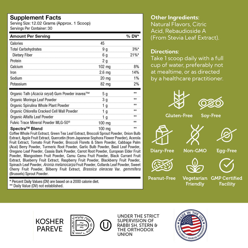 Zahler Core Greens Powder - Organic Greens Superfood (Citrus) | Spirulina, Chlorella & More