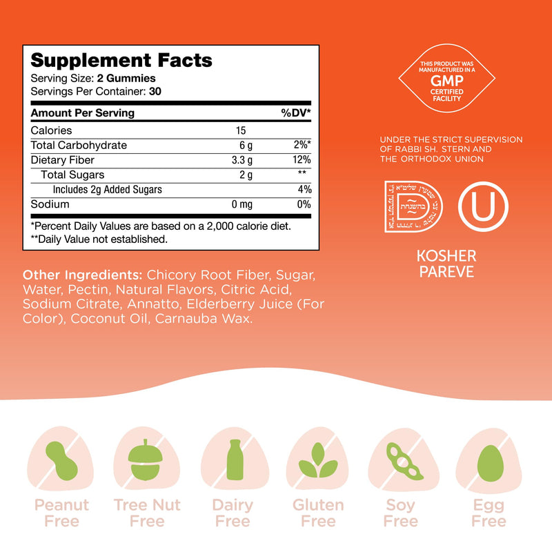 Zahler Fiber Gummies for Adults & Kids – 60 Count | Kosher & Digestive Support