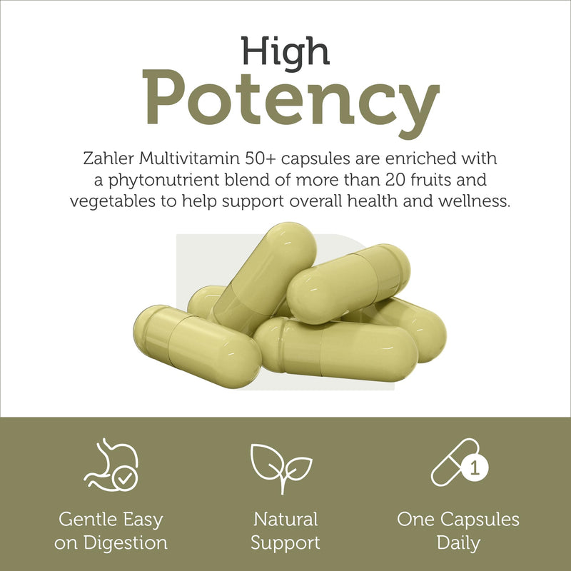 Zahler Multivitamin 50+ Iron-Free Formula with Lutein – Eye Health, 60 Capsules
