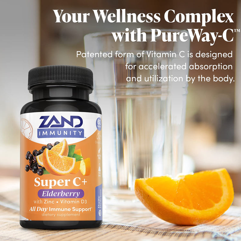 Zand Immunity Super C+ with Elderberry – 60 Tablets, All-Day Immune Support