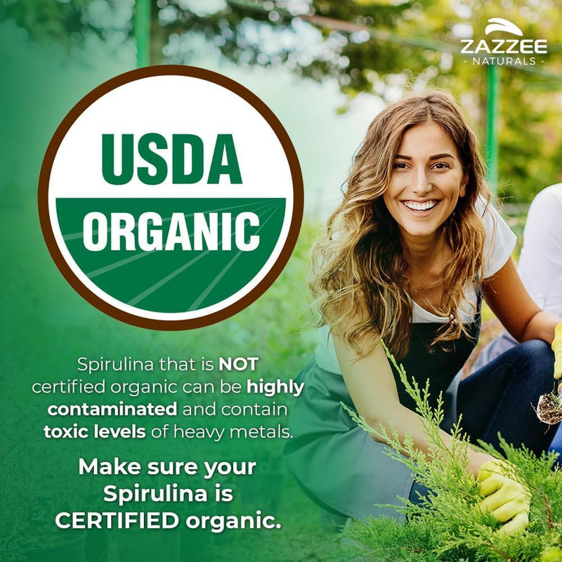 Zazzee Organic Spirulina Powder, 8 Ounces – USDA Certified Organic, 68 Servings