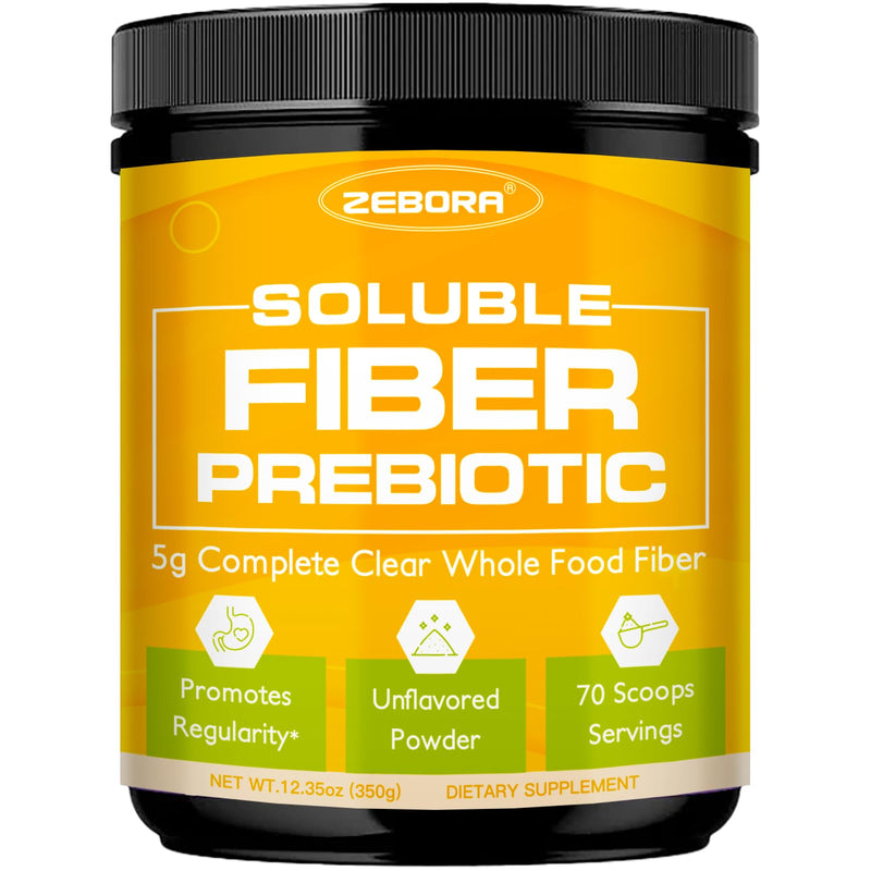 ZEBORA Fiber Supplement Powder | Unflavored Prebiotic with Acacia – Digestive Health, Regularity and Hunger Control | Gluten Free, No Sugar Added | 70 Servings