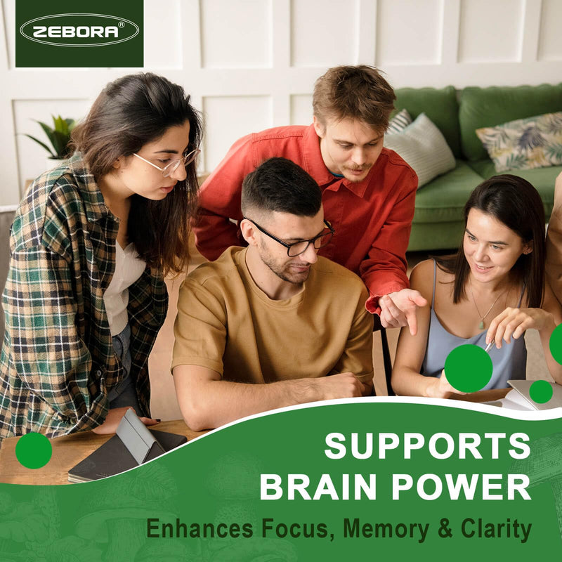 ZEBORA Lion's Mane Capsules – Memory, Focus & Immune Support | 120 Vegan