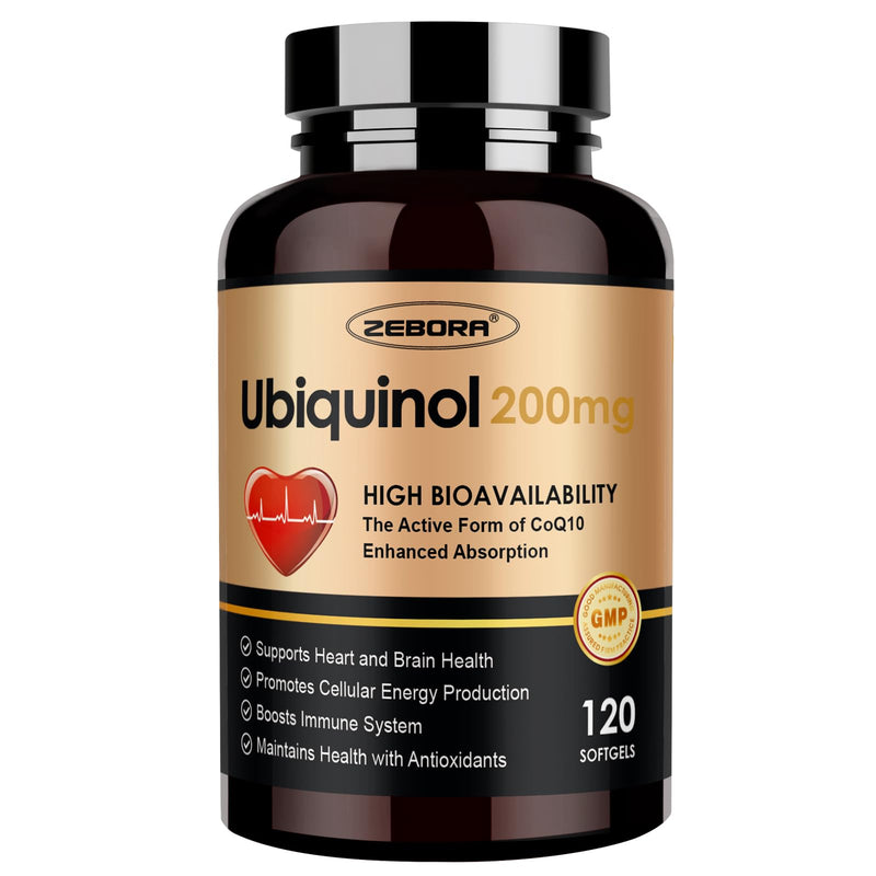 ZEBORA Ubiquinol CoQ10 200mg Softgels - Max Absorption, Heart Health