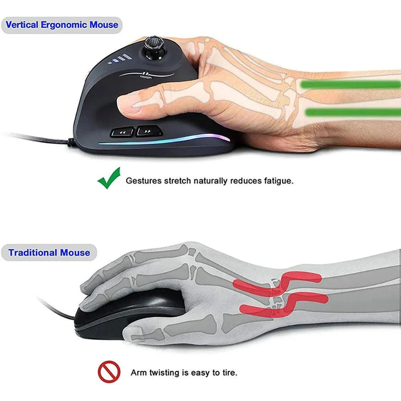 Zelotes Vertical Gaming RGB Mouse with Joystick