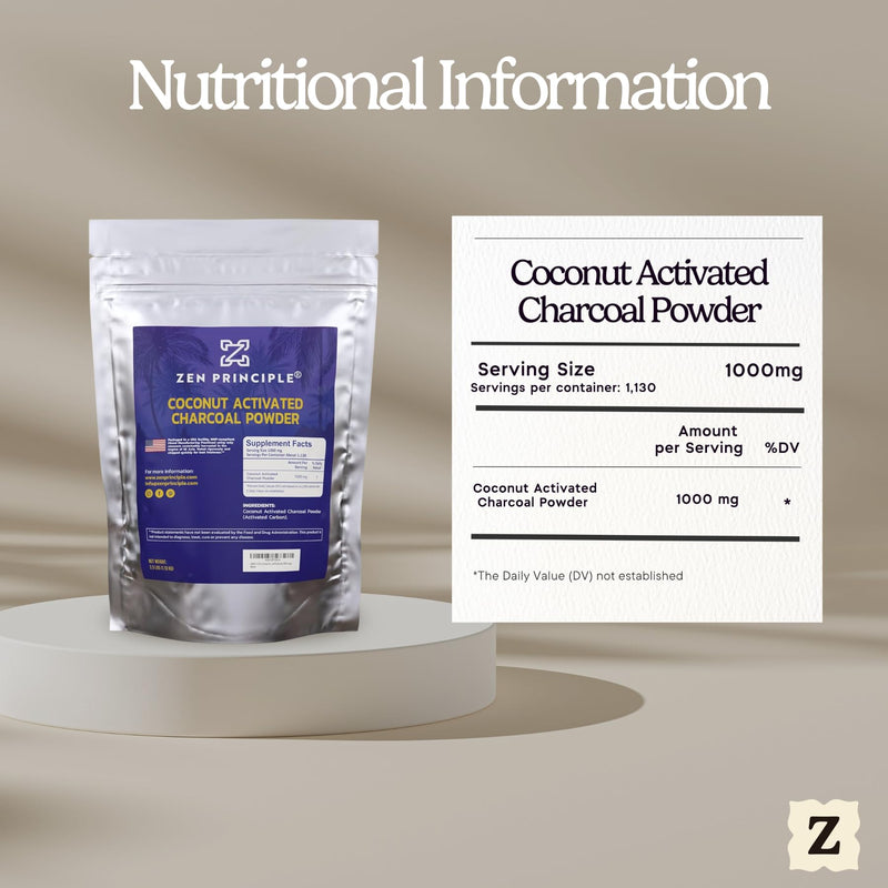 Zen Principle Coconut Activated Charcoal Powder - 2.5 lb | Teeth Whitening, Skin & Hair