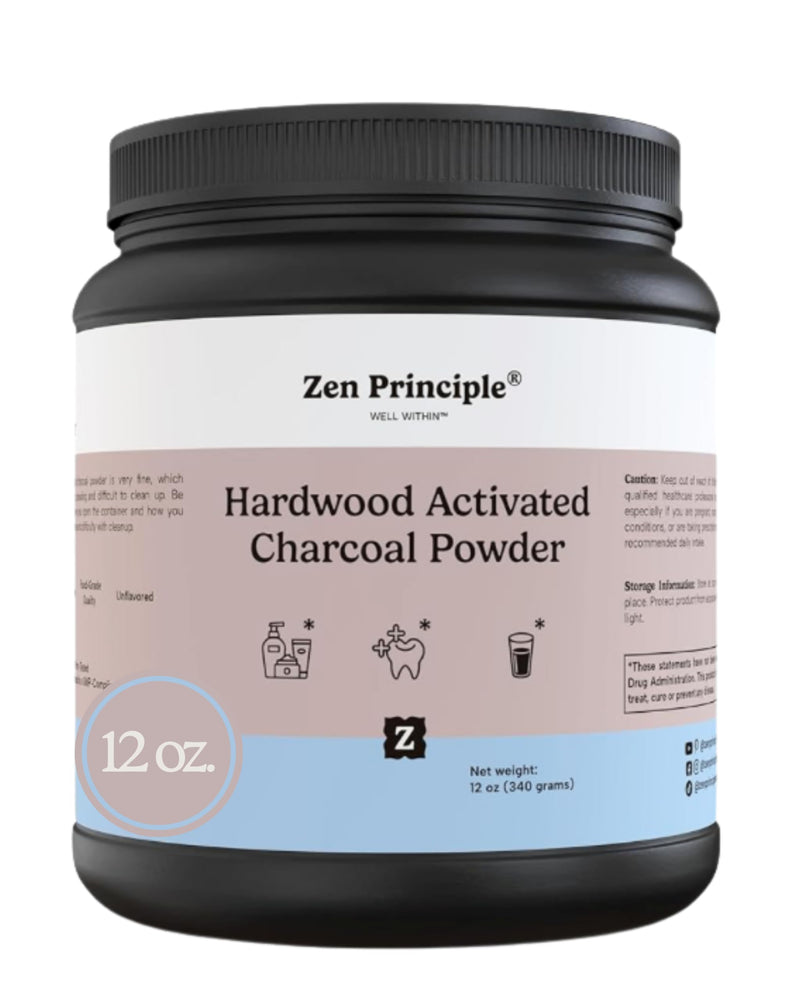 Zen Principle Activated Charcoal Powder – USA Hardwood, All Natural, 12 oz