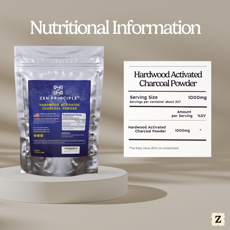 Zen Principle Hardwood Activated Charcoal Powder – All Natural 40 oz | Teeth Whitening, Skin & Hair Health, Digestive Support | 100% USA Hardwood