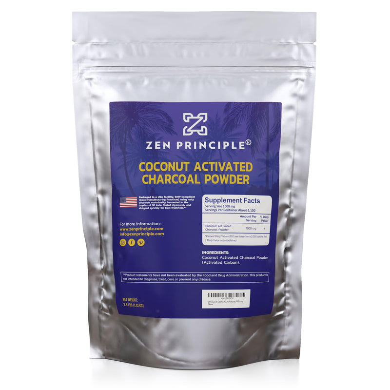 Zen Principle Coconut Activated Charcoal Powder - 2.5 lb | Teeth Whitening, Skin & Hair