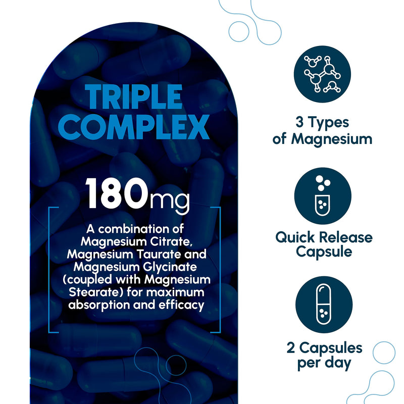 Zenavea Triple Magnesium Complex - 120 Vegan Capsules (180mg Mg)