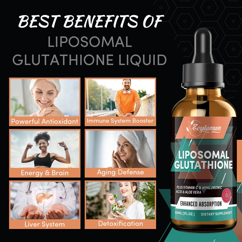 Zeylamum 2000MG Liposomal Glutathione Drops – Ultra Absorption & Skin Support, 16.16 oz