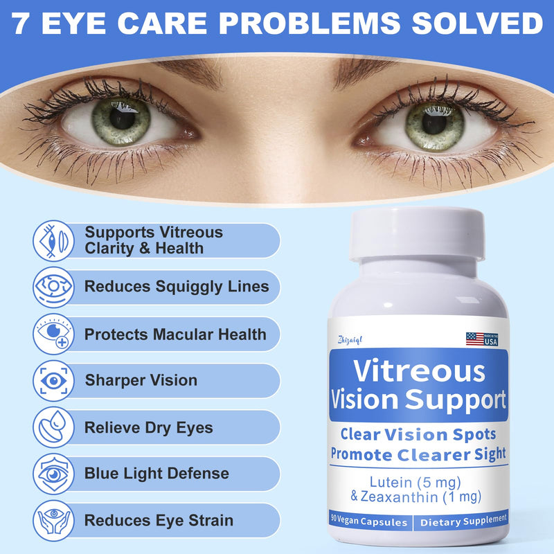 Zhizaiql Eye Vitamin with Lutein & Zeaxanthin – Supports Vitreous Clarity & Clear Vision, 90 Vegan Capsules